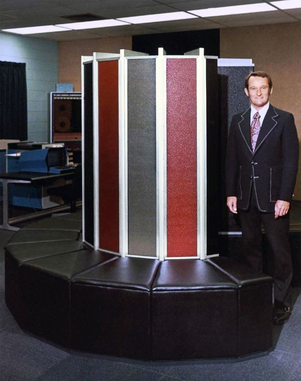 1978 Cray-1 supercomputer with designer Seymour Cray